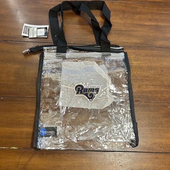 NFL Los Angeles Rams Clear Zippered Tote Bag 13x11 Stadiums Concerts Security - Picture 1 of 5